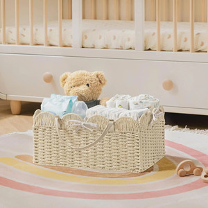 Cesta de Almacenamiento Grande de Cuerda de Papel para Pañales de Bebé con Asas, Cesta Tejida para Guardería, Organizador de Juguetes, Decoración para Habitación Infantil - Product Image 2