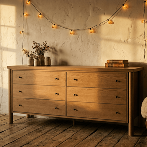 Cómoda Escandinava Linora, Ecológica y Duradera, de Madera con Acabado Natural, Mueble de Almacenamiento Minimalista para Sala de Estar - Product Image 6
