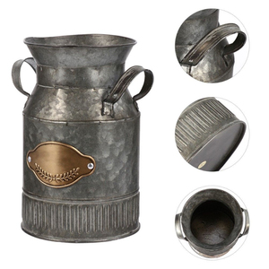 Vases à fleurs en métal galvanisé, design le plus récent, faits à la main, en forme de bidon à lait avec poignée latérale, pour la décoration intérieure, extérieure et de jardin, porte-fleurs. - Product Image 6
