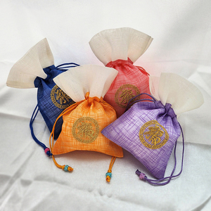 [Goyu] Mini Korean Traditional Bokjumeoni <b>Drawstring</b> <b>Pouch</b> Gold 'bok' Embroidery Luxury Handmade Eco-Friendly Reusable - Product Image 1