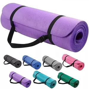 Custom Logo Printed Thick NBR Yoga Mat With Durable Engraving Eco-Friendly Natural Exercise And Pilates Mat For Indoor Workout