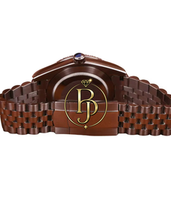 Reloj de Pulsera Analógico de Cuarzo de Lujo Briva, Acero Inoxidable, Números Romanos Oscuros, Bisel con Piedras Preciosas, Cristal con Fecha Ampliada, Resistente al Agua 10 Bar - Product Image 3