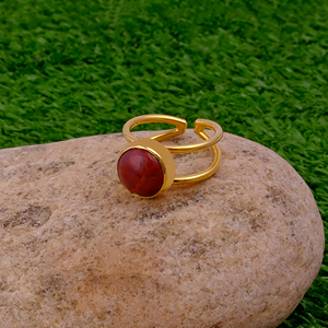Wholesale Red Jasper Gemstone <b>Ring</b> Adjustable Double Band Gold Plated <b>Statement</b> <b>Ring</b> - Product Image 4
