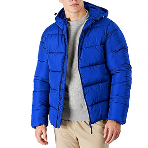 Blouson matelassé d'hiver pour homme, épais, imperméable, écologique, avec logo sur le devant, fermeture éclair décontractée, couleur unie noire, coupe classique - Product Image 6