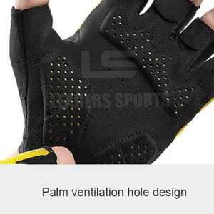 ถุงมือปั่นจักรยานหนังระบายอากาศแบบครึ่งนิ้ว ยี่ห้อสินค้าสั่งผลิต สายรัดข้อมือปรับได้ กันลื่น พิมพ์โลโก้ตามสั่ง ขนาดตามสั่ง - Product Image 5