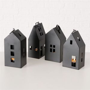 Support de bougie chauffe-plat en métal noir, motif silhouette de village, pour décoration de table de Noël, vente en gros - Product Image 6