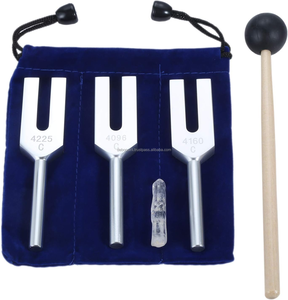 High-Frequency Tuning Fork Set 4096 Hz, 4160 Hz, 4225 Hz with Silicone Hammer & Soft Storage Bag Sound Therapy Instrument <b>Tool</b> - Product Image 1