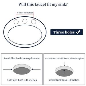Robinet de salle de bain à 2 poignées, bec pivotant à 360 degrés, haut arc de 6 pouces, noir mat, avec siphon de vidange et accessoires - Product Image 6