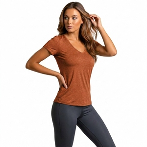 Camiseta Moderna para Mujer con Cuello en V, Corte Regular, Algodón Suave, Estilo Casual para Uso Diario, Secado Rápido y Transpirable - Product Image 5