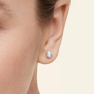 Pendientes de Diamantes de Oro Blanco para Mujer, Corte Brillante Redondo, Color D, Cultivados en Laboratorio, Certificados por IGI, Estilo Clásico - Product Image 6