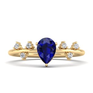 Prix de gros REYES, bagues de fiançailles solitaires en or massif 14 carats avec saphir bleu taille poire de 0,75 carat pour femmes, bijoux fins - Product Image 6