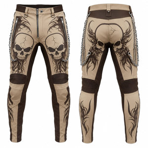 Wholesale Custom <b>Black</b> Leather Motorcycle Pants for <b>Men</b> Slim Fit Pleated Bottom Waterproof Windproof Breathable UV Protection - Product Image 4