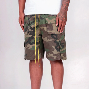 Shorts en denim de coton personnalisés, 6 poches, surdimensionnés, shorts cargo de créateur pour hommes, shorts baggy camouflage d'été pour hommes - Product Image 3