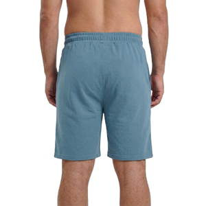 Men's <b>Slate</b> Blue Cotton Polyester Blend Shorts with Drawstring Waist Casual Breathable Bermuda Length Solid Color Knitted Fabric - Product Image 4