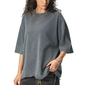 เสื้อยืดวินเทจเปล่าแบบย้อมสีเอซิด ขายส่ง ทรงโอเวอร์ไซส์ ทรงบ็อกซี่ สไตล์ยิม ตลกๆ ฮิปฮอป เสื้อยืดผ้าฝ้าย 100% ยูนิเซ็กส์ ผู้หญิง พิมพ์โลโก้ตามสั่ง - Product Image 2