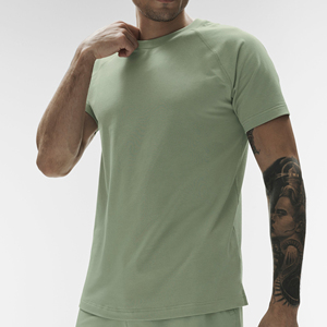 เสื้อยืดคอกลมแขนสั้นผ้าฝ้ายสีพื้นสำหรับผู้ชายขายส่ง เหมาะสำหรับใส่ในชีวิตประจำวัน - Product Image 1