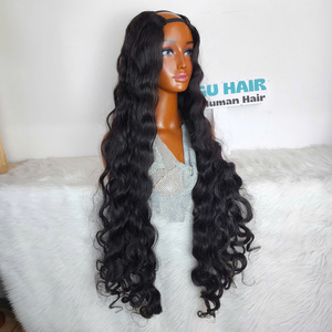 Unprocessed Natural <b>Wavy</b> Half <b>Wig</b> Vietnamese Raw Hair Vendors Super Double Drawn Hot Sale 8 inches - 40inches - Product Image 3