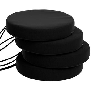 Set di 4 cuscini neri circolari per sedie da terrazza e da pranzo, solo cuscini da esterno - Product Image 5