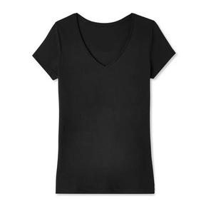 Camisetas de Moda con Diseño Personalizado, Camiseta Negra de Algodón Puro y Poliéster, Cuello en V, Cómoda, de Manga Corta para Mujer - Product Image 6