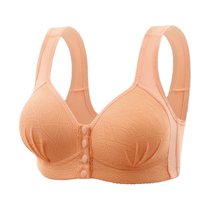 Sujetador deportivo de encaje con cierre frontal cruzado para mujer, talla grande, con hebilla lateral ajustable, sin aros, cómodo. - Product Image 1