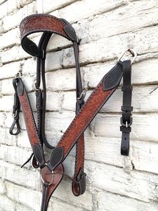 Ensemble d'équipement équestre en cuir occidental : têtière et collier de poitrage embossés, équipement d'équitation réglable, tailles personnalisées - Product Image 4