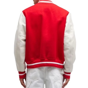 Hot Sale Men's Wool Body <b>Leather</b> Sleeve Varsity <b>Jacket</b> with Stand Collar Custom Made Embroidery Logo <b>Jacket</b> for <b>Winter</b> Season - Product Image 2