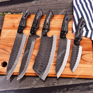 Couteau de chef en acier inoxydable 12C27 forgé à la main, lame ultra-affûtée, manches en bois noir, sac en cuir pour barbecue et camping - Product Image 2