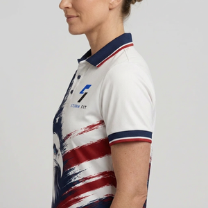 Camiseta Polo Personalizada de Secado Rápido para Mujer, con Estampado de la Bandera Americana, Deportiva, de Manga Corta y Corte Regular - Product Image 5