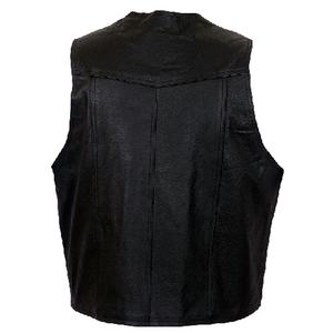 HMB-4870A été cuir gilet à la mode motard gilet Nickel boutons toile vêtements d'extérieur noir couleur gros motos - Product Image 2