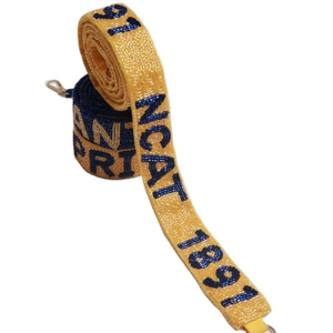 กระเป๋าลูกปัดของมหาวิทยาลัยมีสายคล้องกระเป๋าตามสั่งลายทีมมหาลัยทำด้วยมือปักเมล็ดลูกปัดแบบออกแบบได้ตามต้องการ - Product Image 1