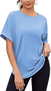 Camisetas de Manga Corta y Cuello Redondo Azul Claro para Mujer, Moda de Verano, Estilo Casual, Personalizadas con Logotipo Impreso en Lienzo - Product Image 2