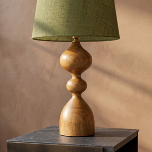 Lampe de table en bois moderne avec abat-jour en lin vert, lampe de chevet décorative pour chambre à coucher, salon, hôtel, décoration intérieure - Product Image 3