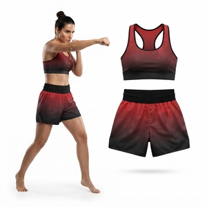 Conjunto de Entrenamiento de Boxeo Sublimado Azul para Mujer, Sujetador Deportivo Transpirable y Pantalones Cortos, Kit de MMA - Product Image 2