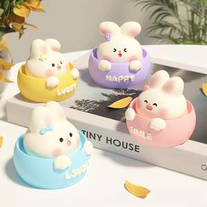 Molde de Silicona de Resina de Yeso para Aromaterapia, Decoración de Coche con Conejo de Taza de Té, Conejo de Pascua - Product Image 1