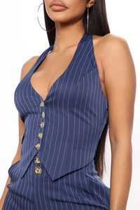 Ensemble coordonné pour femme : gilet à col halter rayé et pantalon large - Product Image 5