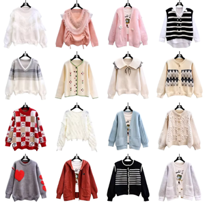 เสื้อคาร์ดิแกนถักสำหรับผู้หญิง คอวี แขนยาว สไตล์ลำลอง สำหรับฤดูใบไม้ร่วง สีพื้น ปิดกระดุม ผลิตจากอะคริลิก 100% ถักแบบเรียบ - Product Image 1