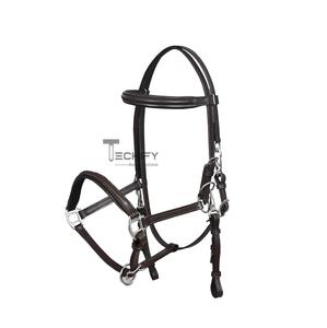 Brida de cuero inglesa personalizada con riendas de goma a juego, ceñuela acolchada y juego de aparejos ecuestres de acero inoxidable - Product Image 1