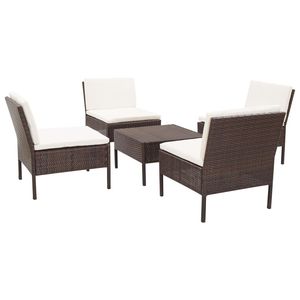 Divano da 5 pezzi in Poly Rattan marrone con cuscini mobili da esterno - Product Image 2