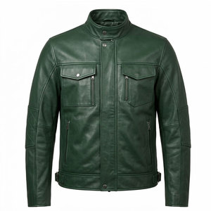Fashionable <b>Men</b> Leather <b>Trucker</b> <b>Jacket</b> With Full Zip Closure Multiple Pockets And Clean Contemporary Outdoor Styling - Product Image 1
