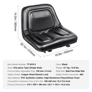 Sedile Universale per Trattorino Rasaerba con Microinterruttori da 6.3-13.4 Pollici, Fori di Drenaggio e Fessura Estesa - Product Image 3