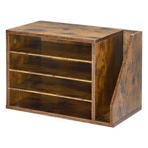 4-Compartment Wooden Mailbox Sorter Office Literature Organizer with Detachable Side Vertical <b>Storage</b> <b>File</b> Trays - Product Image 1