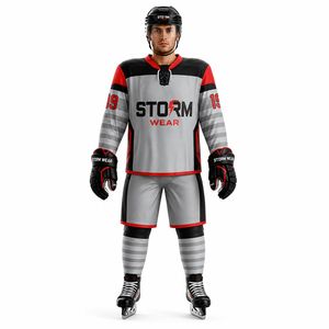 Maillots de hockey sur glace personnalisés OEM ODM sublimés pour homme, manches longues, vente en gros, tissu 100% polyester, uniforme de hockey sur glace chaud et flexible - Product Image 5