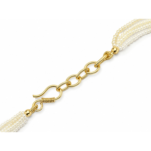 Collier ras du cou élégant à pampilles de perles multirangs avec fermoir en S, chaîne réglable, plaqué or et émail, idéal pour mariage - Product Image 5