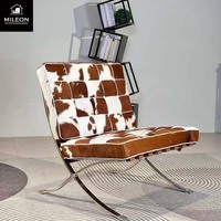 Fauteuil minimaliste italien en cuir de vachette, chaise individuelle de designer pour salon, balcon, fauteuil de détente type pouf