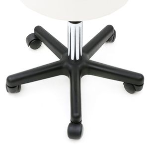 Sgabello Regolabile in Plastica Bianca con Schienale Rotondo per Arredamento da Salone - Product Image 3