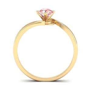 Anillo de compromiso REYES de lujo con gema de morganita de 0.5 quilates de corte redondo, nuevo diseño, oro macizo de 14K y diamantes para mujer - Product Image 4