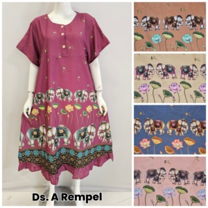 Robe décontractée pour femme en rayonne, coupe trapèze, imprimé floral, respirante, avec ourlet à volants et fermeture boutonnée, col rond - Product Image 5