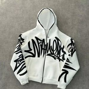 Y2K automne personnalisé bouffée impression sweat à capuche zippé pour hommes 100% français éponge décontracté Streetwear mode brodé fermeture éclair sweats à capuche printemps - Product Image 1
