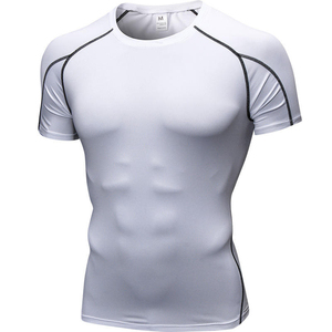 T-shirt de compression pour homme de haute qualité à faible MOQ, logo personnalisé, meilleur prix, vêtements de sport pour la gym, entraînement, fitness, extensible, séchage rapide, performance - Product Image 1