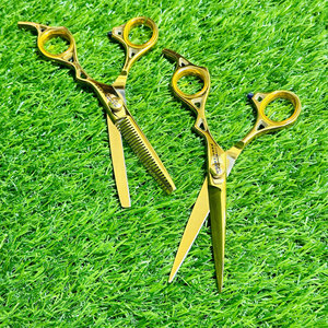 Premium Gold Plated Hairdressing Scissors <b>Set</b> Professional <b>Barber</b> Shears with Hair Cutting and Thinning Scissors for Salon - Product Image 5